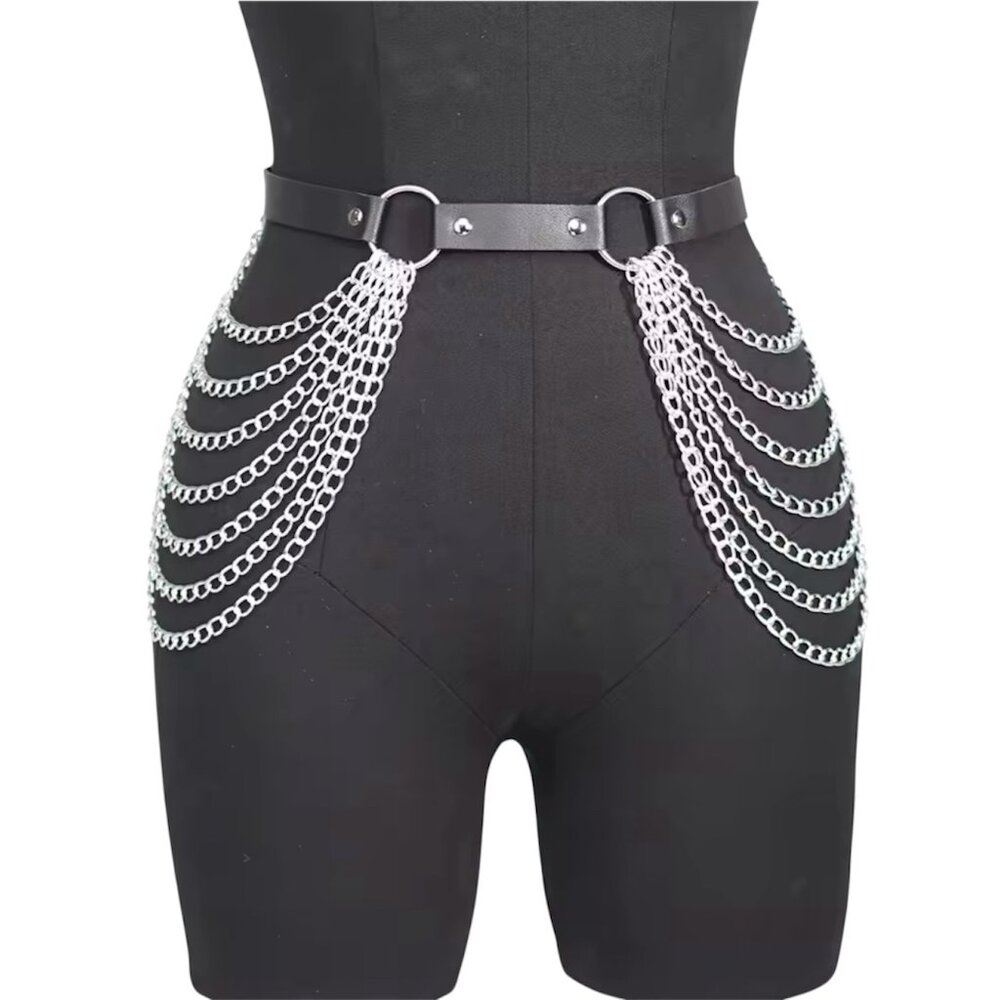 Women Sexy Leg Chain Harness garter Belt Waist Corset Belt